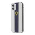 CG Mobile Ferrari On Track PC/TPU Hard Case w/ Navy Stripes Compatible for iPhone 12 Mini (5.4") Scratch & Drop Resistant Suitable w/ Wireless Charging Officially Licensed - White