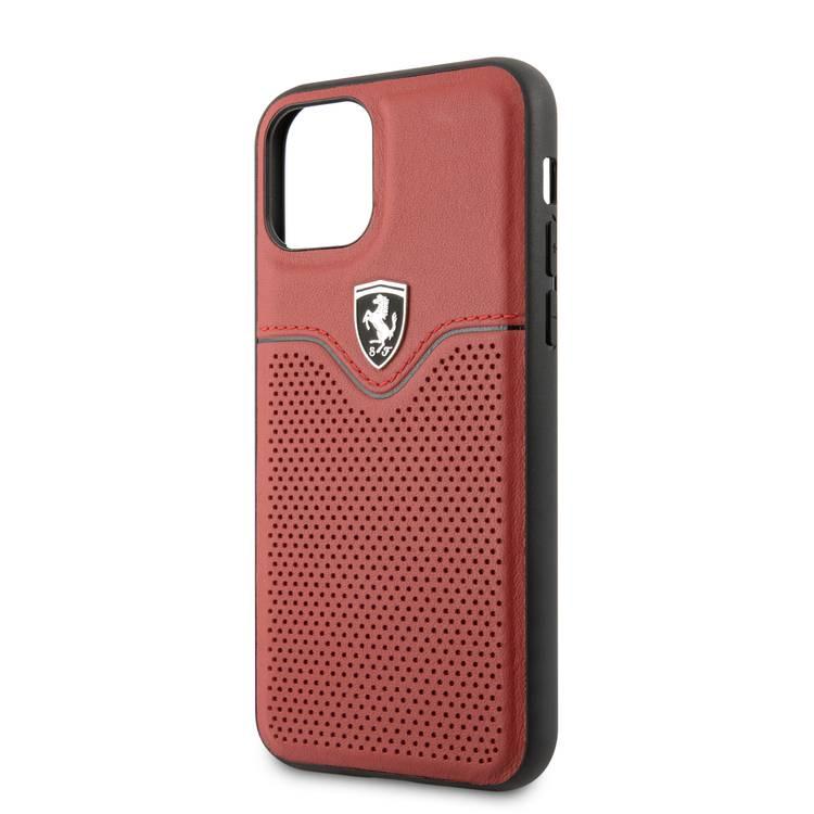 CG MOBILE Ferrari Leather Hard Phone Case Victory Compatible for iPhone 11 Pro (5.8") Shock Resistant Mobile Cover Officially Licensed - Red