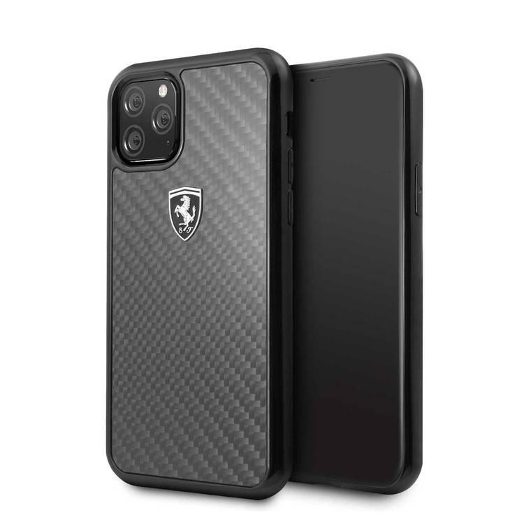 CG MOBILE Ferrari Heritage Real Carbon Hard Phone Case Compatible for Apple iPhone 11 Pro (5.8") Anti-Scratch Mobile Case Officially Licensed - Black