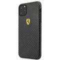 CG MOBILE Ferrari Shockproof Printed Carbon Effect Phone Case Compatible for iPhone 11 Pro Max (6.5") Suitable with Wireless Charging Mobile Case Officially Licensed -  Black
