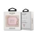 CG MOBILE Guess Silicone Printed Script Case with Anti-Lost Ring Compatible for AirPods 3, Scratch & Drop Resistant, Shock Absorption & Dustproof Protection - Pink