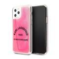CG Mobile Karl Lagerfeld Glow in the Dark Sand Case For iPhone 11 Pro Officially Licensed, Shock Resistant, Cameras, Buttons and Speakers, with Wireless Chargers - Grey/Pink