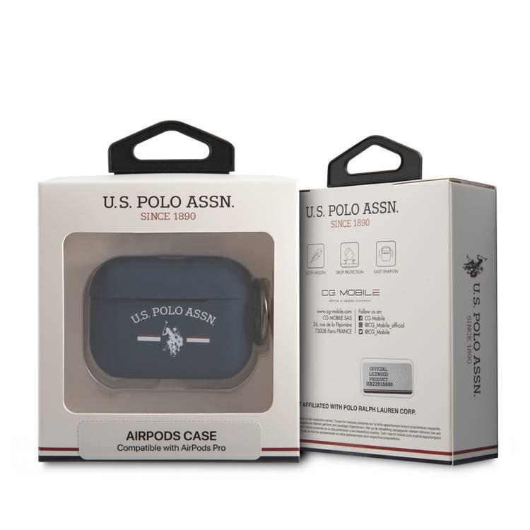 CG Mobile U.S.Polo Assn.Silicone Horses Flag Case for Airpods Pro, Scratch Resistant, Shock Absorption & Drop Protection Cover Officially Licensed - Navy