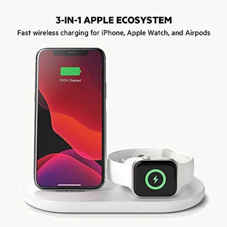 Belkin Wireless Charger WIZ001myWH 3 in 1 Wireless Charger 7.5W - White
