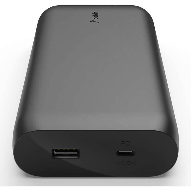 Belkin Boost Charge 20000mAh Portable Power Bank 30W PD Fast Charge with USB-C and 12W USB-A Ports, Four LED Light Indicator, Travel Ready Design - Black
