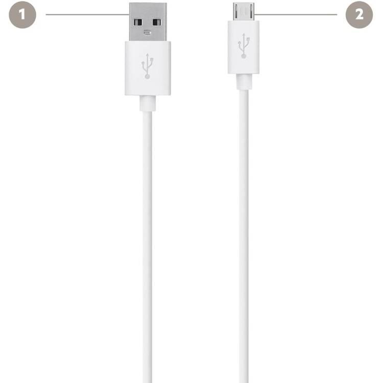 Belkin MiXiT UP Micro-USB to USB 1.2M Cable, Tangle-free, Charge and Sync Cord, Fast Charging Compatible for Micro-USB Devices - White