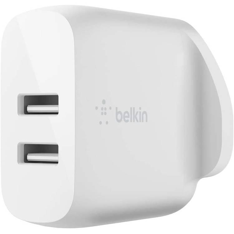 Belkin Dual Port Charger WCD001MY1MWH Dual USB-A Wall Charger 24W - White