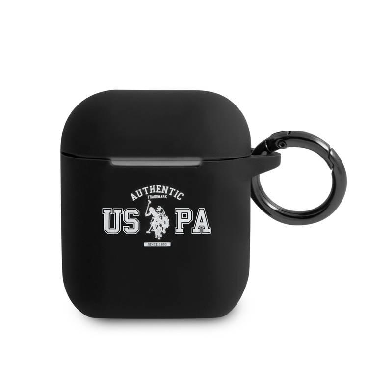 CG MOBILE U.S.Polo Assn. Silicone Uspa Authentic Case Compatible for Airpods 1/2, Scratch Resistant, Shock Absorption & Drop Protection Cover Officially Licensed - Black