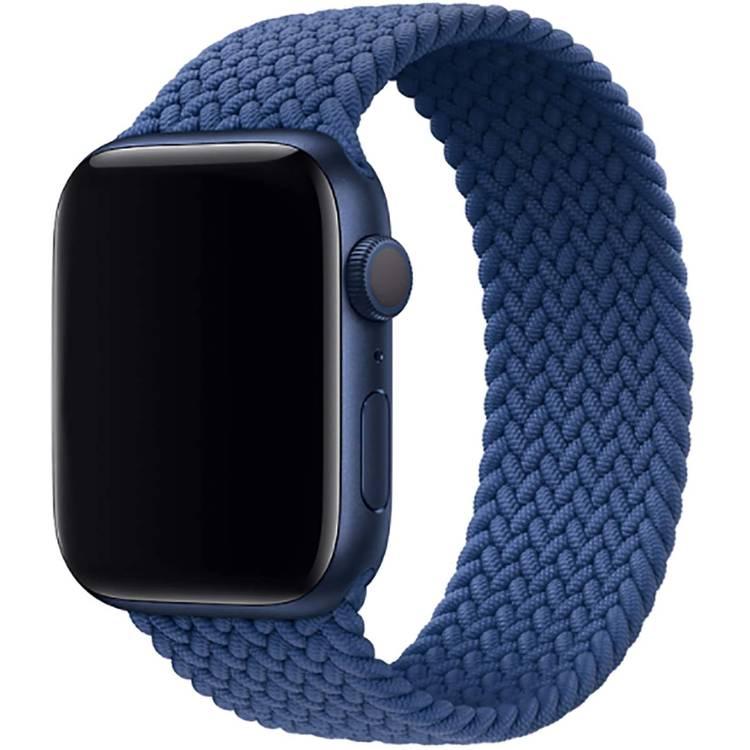 Green Lion Braided Solo Loop Strap, Ergonomic Design Fit & Comfortable Replacement Wrist Band Compatible for Apple Watch 44mm - Blue