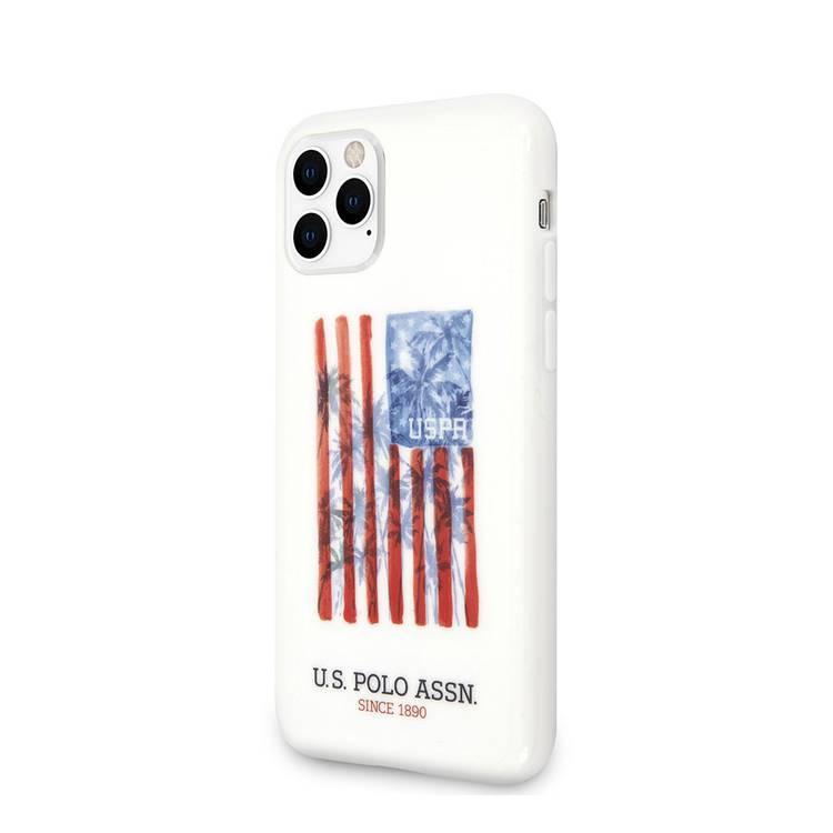CG MOBILE U.S.Polo Assn. PC/TPU American Flag Design Hard Case Compatible for iPhone 11 Pro ( 5.8" ) Shock Resistant, Scratches Resistant, Easy Access to All Ports, Protective Silicone Back Shield Cover Officially Licensed - White