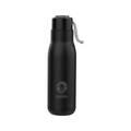 Green Lion Vacuum Flask Stainless Steel Water Bottle 500ml / 17oz with Strap, Aqua Max Double Vacuum Wall, Smudge Resistant, Scratch Defense & Condensation Proof - Black