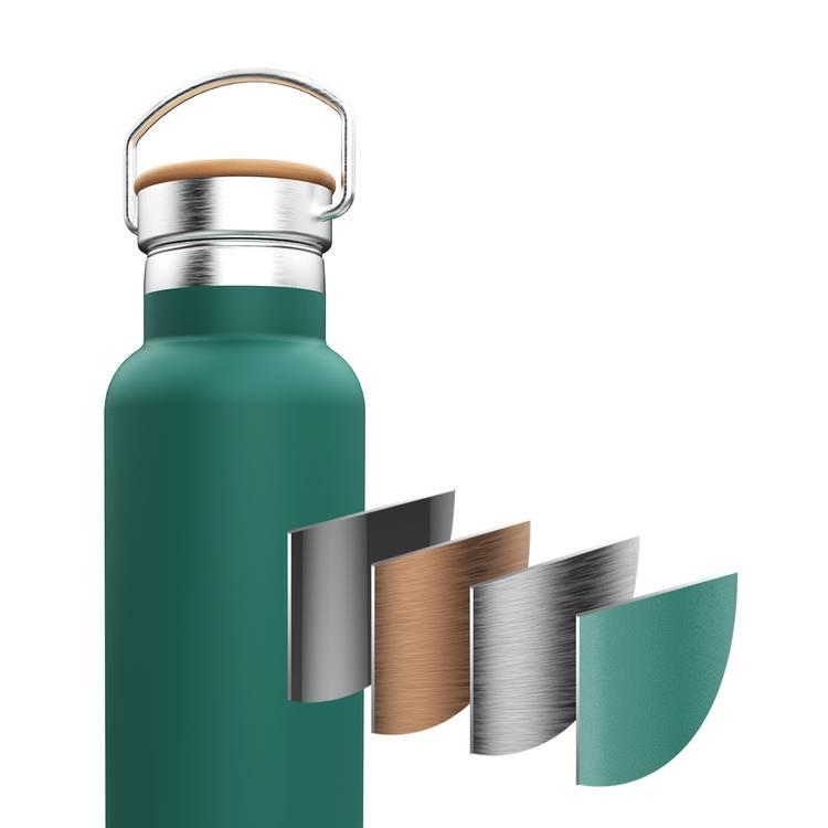 Green Lion Vacuum Flask Stainless Steel Water Bottle 600ml / 21oz with Handle, Aqua Max Double Vacuum Wall, Insulated Water Bottle, Scratch Defense & Condensation Proof - Green