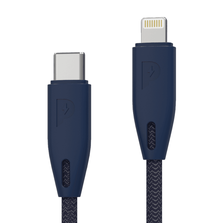 Powerology Fast Charging Cable, [MFi Certified] USB C to Lightning Braided Fast PD Charge 2 meter / 6.6 feet with iPhone 12 Pro Max/12 Mini/12, 11 Pro Max/11 Pro/11, XS Max/XS/XR/X, 8 Plus/8 (Blue)