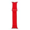 iGuard by Porodo Leather Watch Band, Fit & Comfortable Replacement Wrist Band, Adjustable Straps Compatible for Apple Watch 38/40mm - Red