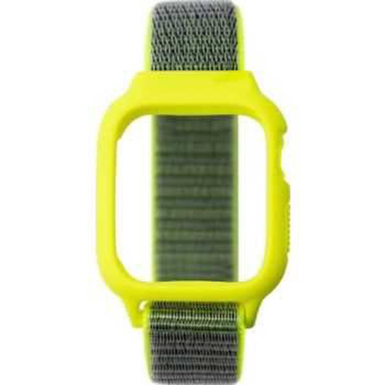 iGuard by Porodo Nylon Watch Band with Shockproof Case, Fit & Comfortable Replacement Wrist Band, Adjustable Straps Compatible for Apple Watch 44mm/42mm - Yellow