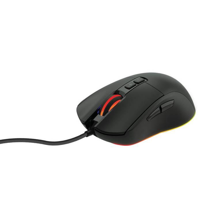 Porodo Wired Gaming RGB Mouse 10000 DPI with Solid Polling Rate, 6 Programmable Buttons, 1.8m Braided Wire Cable, 10 Breathing RGB, Rubberized Surface, Ergonomic Computer Mouse for Office, Games & Daily Use