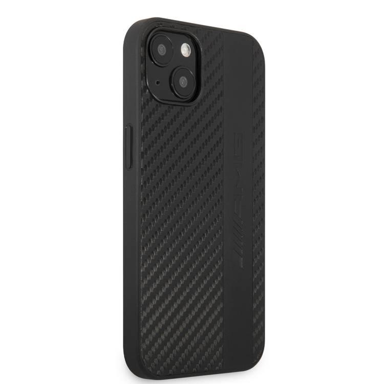 CG MOBILE AMG PC/TPU Case with PU Carbon Effect Gray Leather Stripe & Hot Stamped Logo Compatible for iPhone 13 (6.1") Easy Access to All Ports
