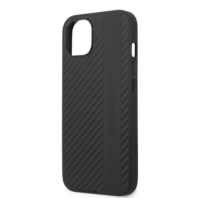 CG MOBILE AMG PC/TPU Case with PU Carbon Effect Gray Leather Stripe & Hot Stamped Logo Compatible for iPhone 13 (6.1") Easy Access to All Ports