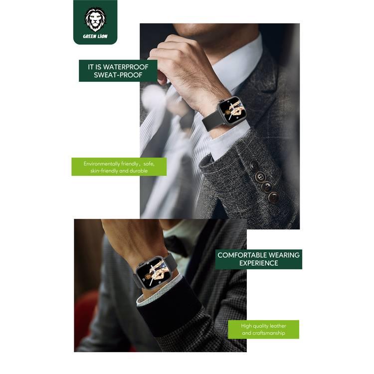 حزام ساعة من الجلد Green Lion Stylin ، سوار معصم بديل مناسب ومريح ، أحزمة قابلة للتعديل مقاومة للماء والعرق متوافقة مع Apple Watch 42/44mm - أحمر
