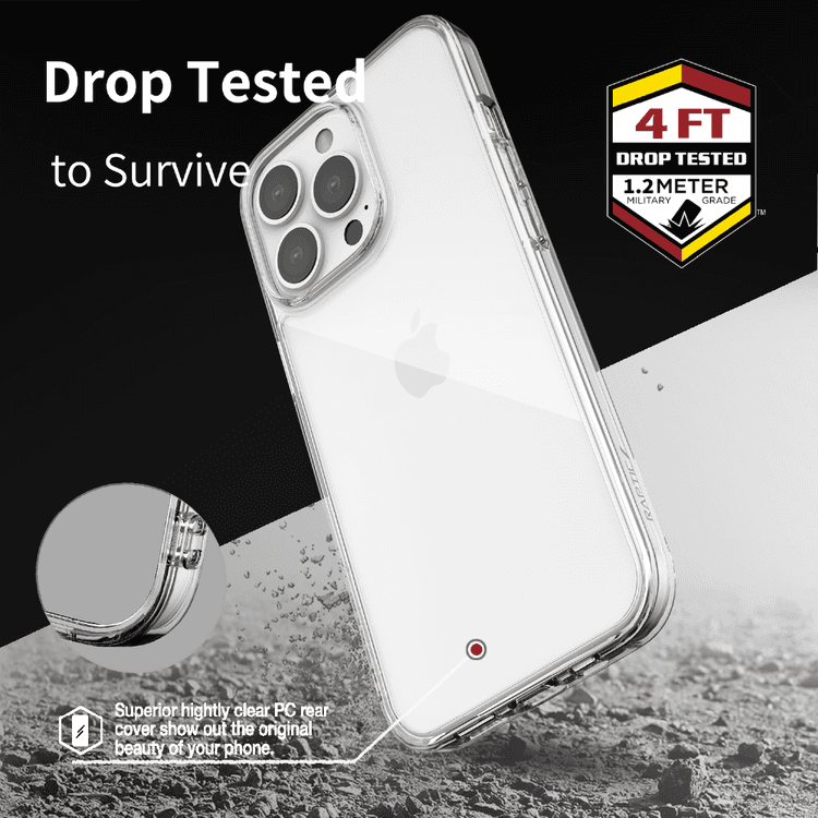 X-Doria Raptic Clearvue Case Compatible for iPhone 13 Pro Max (6.7") Anti-Scratch, Easy Access to All Ports, Military Drop Tested, Shock Absorbing Protection, Snap-on Installation Back Cover Suitable with Wireless Charging