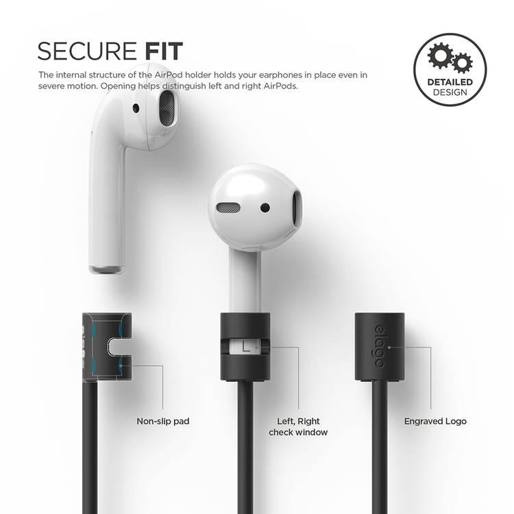 Elago Premier Pack # 1 Compatible for AirPods 1 / 2 ( Case / Strap / Dust Guard ) Anti-Scratch Case & Dust-proof Metal Cover, Strap Suitable for Running, Cycling, Working Out at The Gym, and Other Fitness Activities