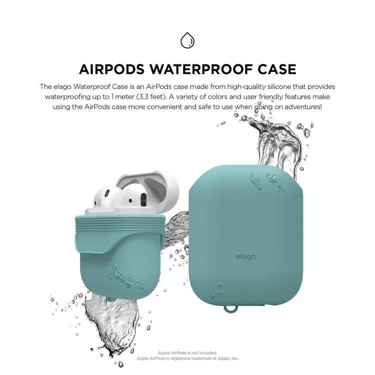 Elago Waterproof Case for Apple Airpods, Waterproof Case up to 1 meter (3.3ft), Dustproof, Impact Protection, High Quality Silicone, Easy Access for Charging - Coral Blue