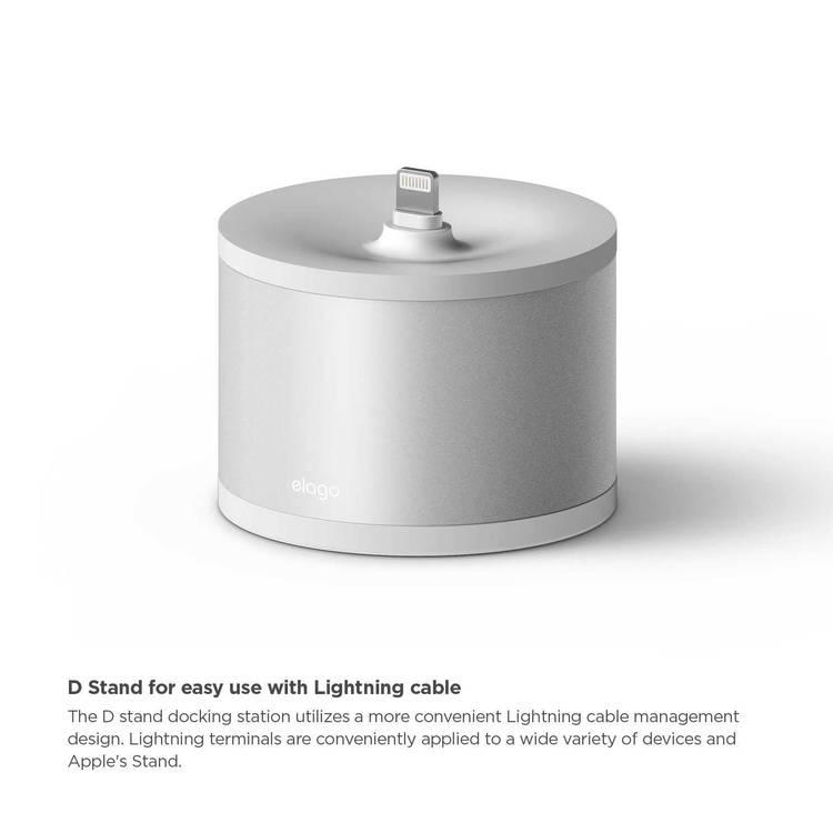 Elago D Stand Charging Station for Airpods with Solid Base, Aluminum Body, Scratch Free Silicone, Anti-Slip, Convenient Cable Management
