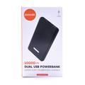 Porodo Dual USB Universal Power Bank 10000mAh with Rubberised Surface, Compact Slim Design Portable Charger Powerbank with LED Battery Indicator Compatible for Smartphones - Black