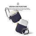 Elago Duo Hang Case for Airpods, With Metal Carabiner, Impact Resistant & Scratch Resistant, Fits Perfectly w/out Interfering Charging - Body-Jean Indigo/Top-Classic White, Yellow