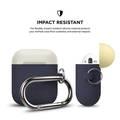 Elago Duo Hang Case for Airpods, With Metal Carabiner, Impact Resistant & Scratch Resistant, Fits Perfectly w/out Interfering Charging - Body-Jean Indigo/Top-Classic White, Yellow