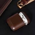 Viva Madrid Airex Vellum Genuine Leather Case Compatible for AirPods 1/2 - Easy Access to Charging Port - Scratch Resistant - Shock & Drop Protection Slim Cover - Dark Brown