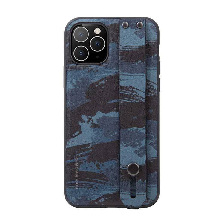 Viva Madrid Correa TPU/PC Back Case with Synthetic Leather + Integrated Video Stand Compatible for iPhone 11 Pro Max (6.5") Shock Absorbent Protection Cover - Camouflage Blue