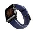 Viva Madrid Montre Cordovan Genuine Leather Strap Compatible for Apple Watch 42/44MM - Sweat Resistant & Lasting Durability - Comfortable Replacement Wrist Band  - Blue/Black
