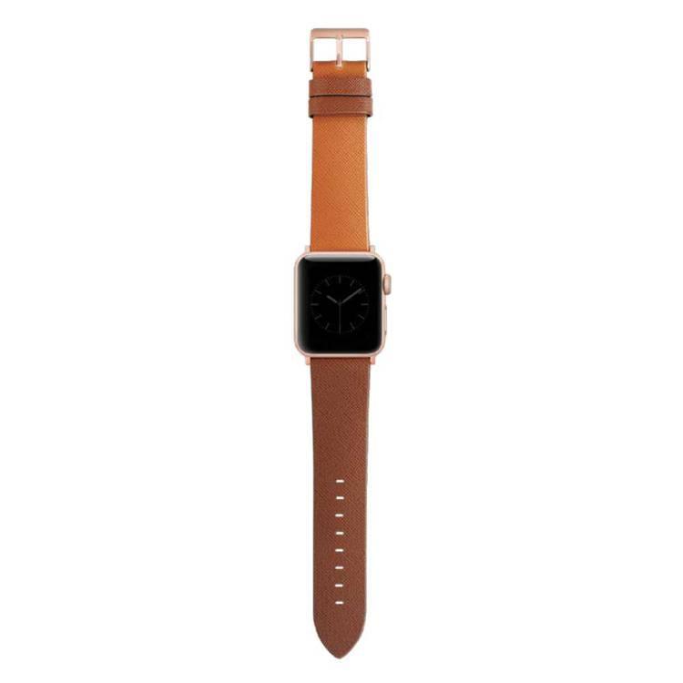 Viva Madrid Montre Duo Crafted with Genuine Artisan Leather Strap Compatible for Apple Watch 42/44mm - Fit & Comfortable Replacement Wrist Band - Sweat Resistant - Orange/Brown
