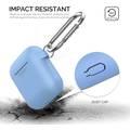 AhaStyle Keychain Silicone Case Compatible w/ Airpods, Premium Silicone, Front LED Visible, Slim Fit, 1.33mm Thickness, Impact Resistant, Drops & Scratch Resistant - Sky Blue