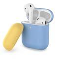 AhaStyle Two Toned Silicone Case Compatible for AirPods 1/2, Scratch Resistant, Shock Absorption, Drop Protection, & Dustproof Protective Silicone Cover -  Sky Blue / Yellow