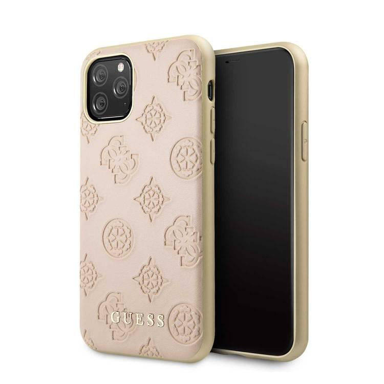 CG MOBILE Guess 4G Peony PC/TPU Leather Hard Phone Case Compatible for iPhone 11 Pro (5.8") Classy Design Shockproof Mobile Case  Officially Licensed - Light Pink
