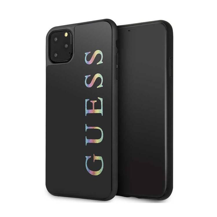 CG MOBILE Guess Multicolor Logo PC/TPU Glitter Case Compatible with iPhone 11 Pro, Soft TPU, Falls & External Impact Protection, Scratch Resistant, Officially Licensed - Black