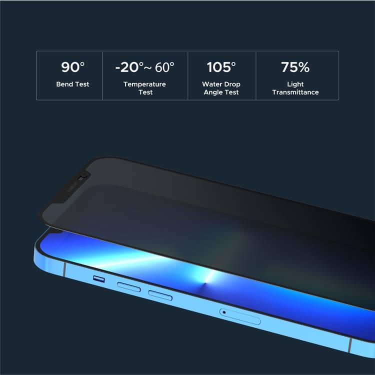 Levelo 9H Privacy Twice Tempered Glass Screen Protector Compatible for iPhone 13 Pro Max (6.7") Anti-Scratch - Non-Breakable Edges - Anti-Peeping Screen Guard Protector - Black