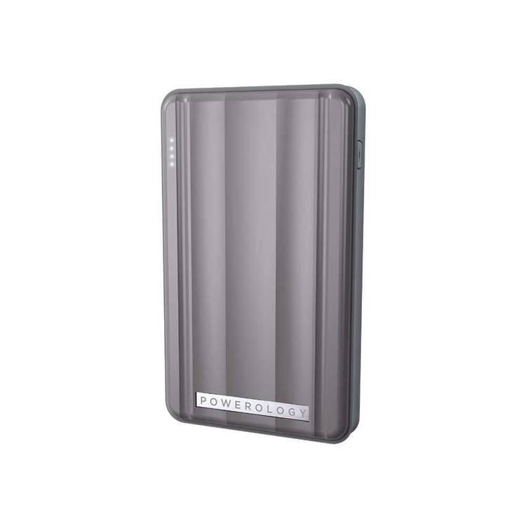 Powerology PD Power Bank 6000mAh 18W with LED Battery Level Indicator - Shock Resistant - Travel-friendly - Ultra Compact Fast Charging Portable Charger Powerbank - Gray
