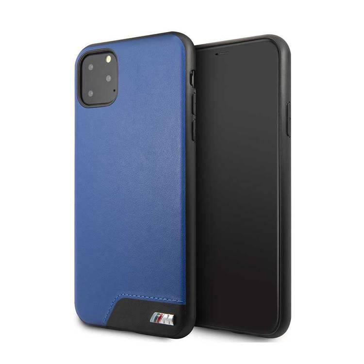 CG Mobile BMW Hard Case Smooth PU Leather For iPhone 11 Pro Max, Premium Leather, Anti-Scratch, Camera Protection, Easy Access to All Ports - Blue