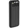 Devia Kintone Series Power Bank with Four Cables 10000mAh, Compact Size Design, Fast Charging Portable Charger Powerbank w/ Multiple Protection - Black