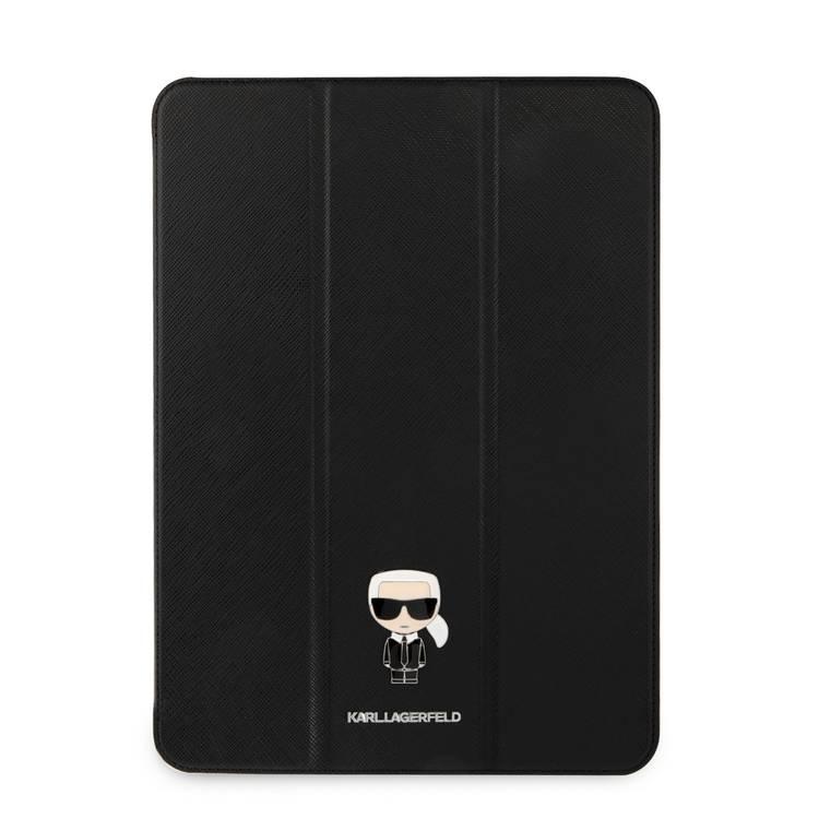 Karl Lagerfeld PU Saffiano Ikonik Metal Folio Case for iPad 12.9" - Black