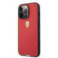 Ferrari Hard Case PU Smooth & Italian Flag Line Metal Logo For iPhone 13 Pro Max (6.7") - Red