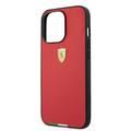 Ferrari Hard Case PU Smooth & Italian Flag Line Metal Logo For iPhone 13 Pro Max (6.7") - Red