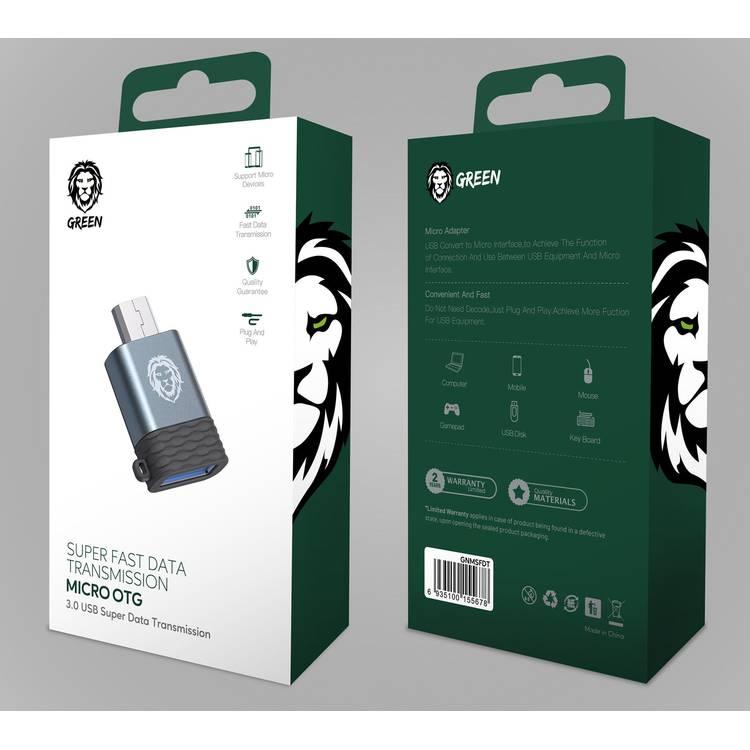 Green Lion Micro OTG 3.0 USB Super Data Transmission,  Data Sync, Super Durable, Compatible with Samsung, Huawei, Nokia, Sony, Iphone - Blue/Silver