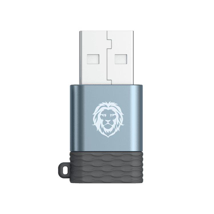 Green Lion Type-C to USB Connector Adapter, Fast Charging Adapter & Connector, Compatible for Type-C Devices  - Black/Silver