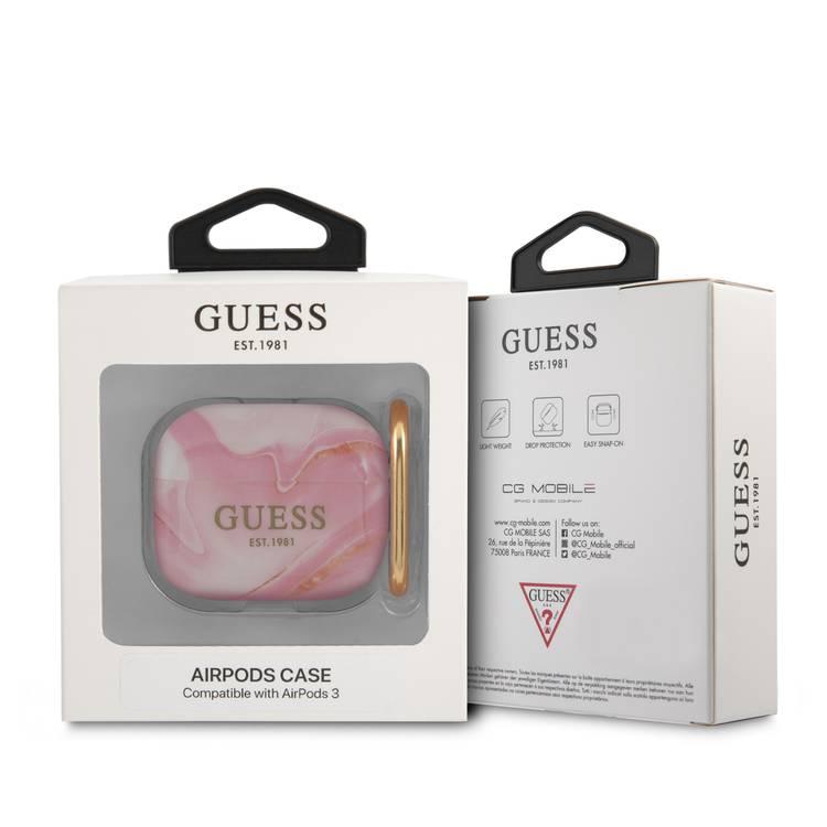 Guess TPU Shinny New Marble Case for Airpods 3 - Pink
