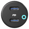 Powerology Dual Port LED Car Charger PD 45W - Black