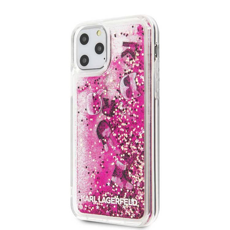 Karl Lagerfeld Transparent Liquid Glitter Case with Floating Charms for iPhone 11 Pro - Rose Gold